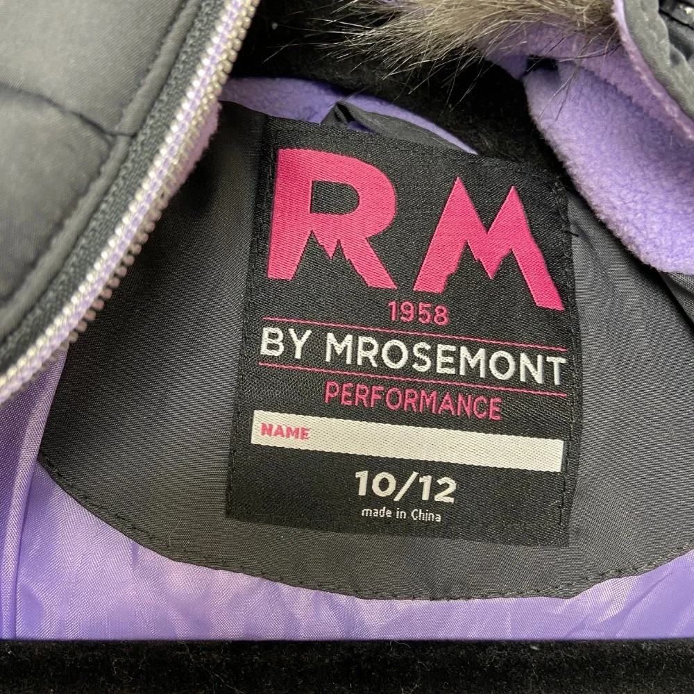 RM 1958 by MRosemont Ashlyn Puffer Jacket Girls 10-12 Black Hooded Faux Fur Trim